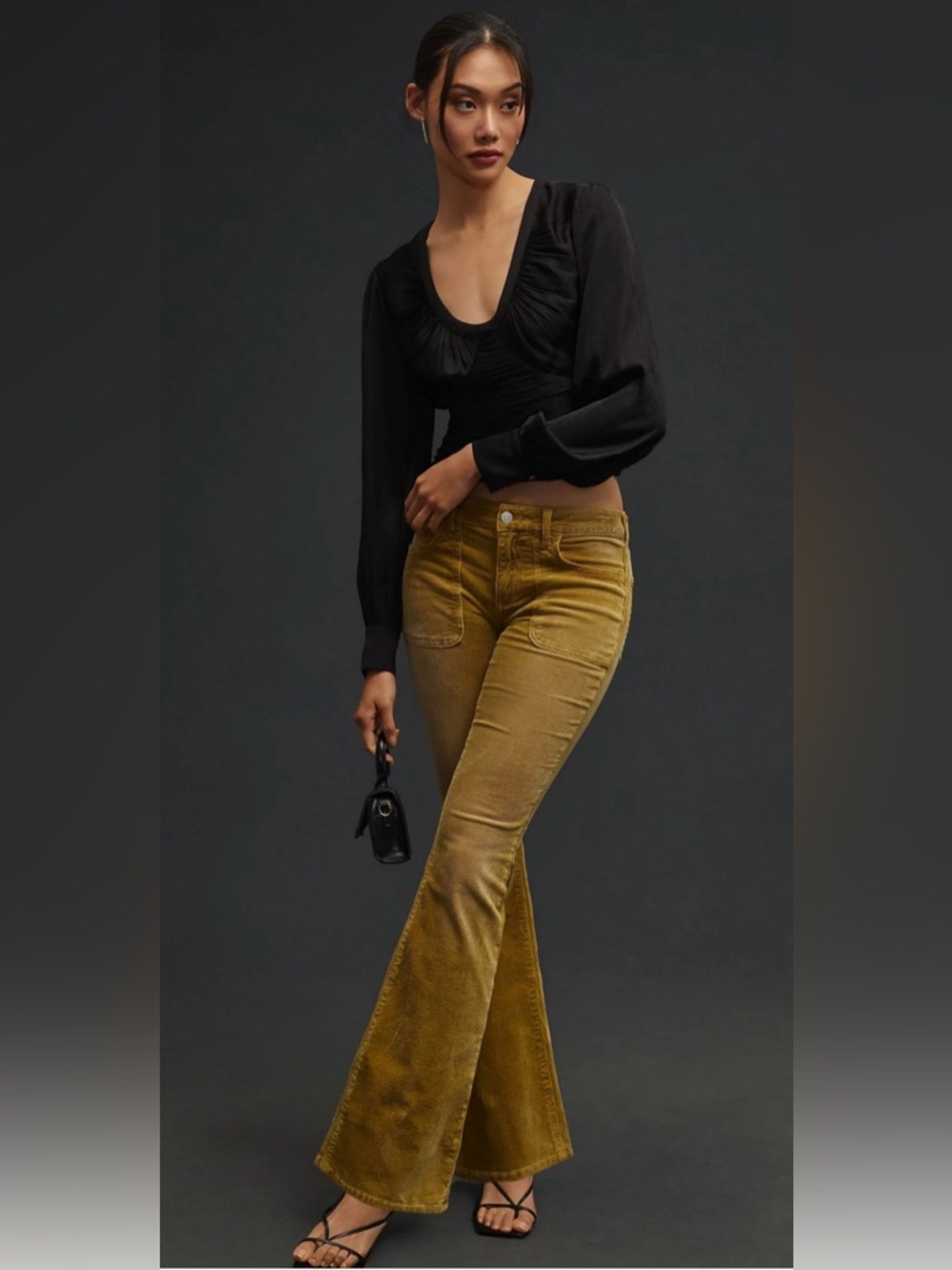 Anthropologie Black Corduroy Boot-Cut Pants